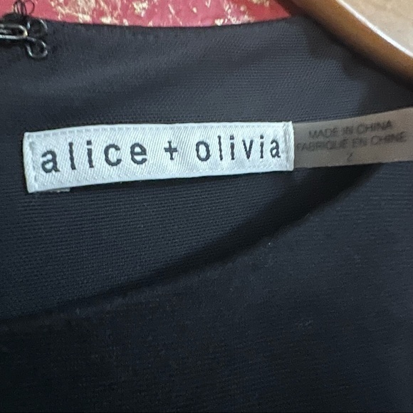 ALICE + OLIVIA KOURTNEY Sleeveless Box Pleated Combo Lined Dress Black /Floral 2 - Picture 12 of 15